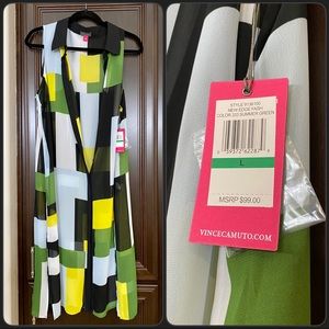 Sheer, colorblock, long duster style. Vince Camuto. Never worn, has tags! Lg